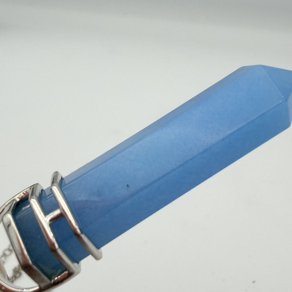 Vtg QVC Sterling Silver NF 925 Blue Jadite Spinel Pendulum Necklace Thailand - Picture 8 of 14